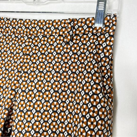 H&M / orange black white geometric patterned straight leg ankle pants / 4 - Picture 4 of 7